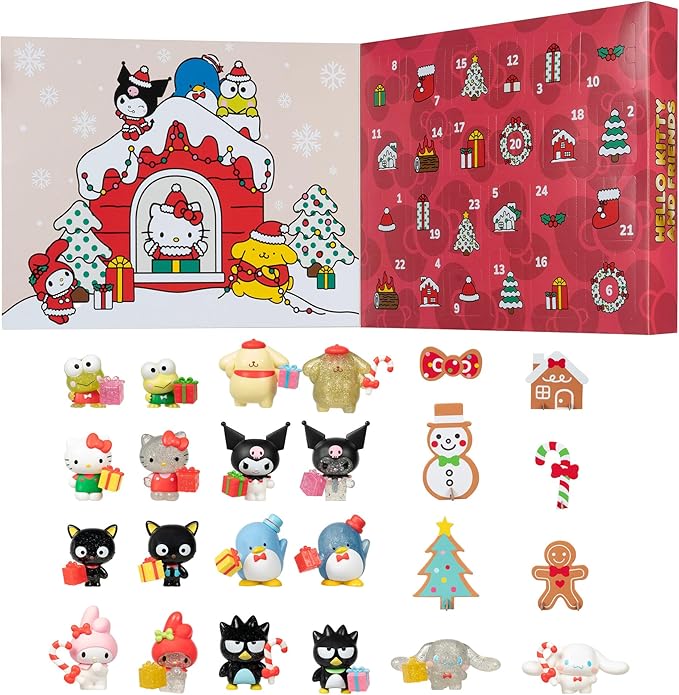 Hello Kitty and Friends Holiday Advent Calendar - 24 Exclusive Items - Seasonal Toys for Kids - Officially Licensed Sanrio Product from Jazwares - Ages 6+